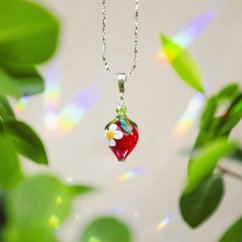 Glass Strawberry Necklace - Ag 925