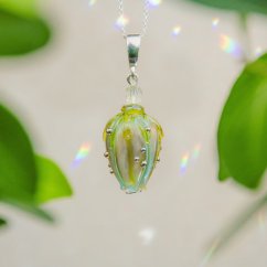 Náhrdelník se skleněným poupátkem - Ag 925