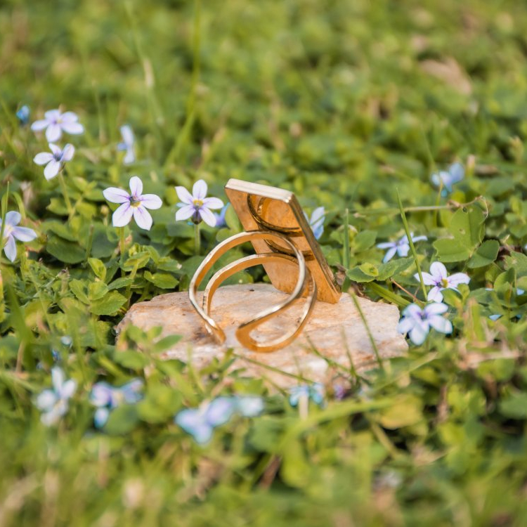 Adjustable Ring with Cow Parsley