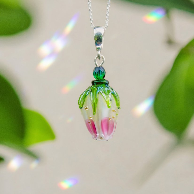 Náhrdelník se skleněným poupátkem - Ag 925 Náhrdelník se skleněným poupátkem - Ag 925