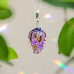 Náhrdelník se skleněným poupátkem - Ag 925