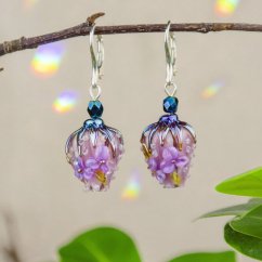 Náušnice se skleněnými poupátky - Ag 925