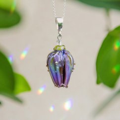 Náhrdelník se skleněným poupátkem - Ag 925