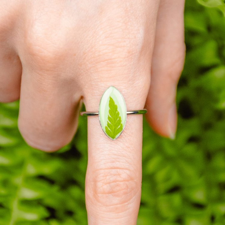 Adjustable Ring with Fern