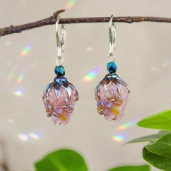 Náušnice se skleněnými poupátky - Ag 925