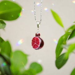 Glass Pomegranate Necklace - Ag 925