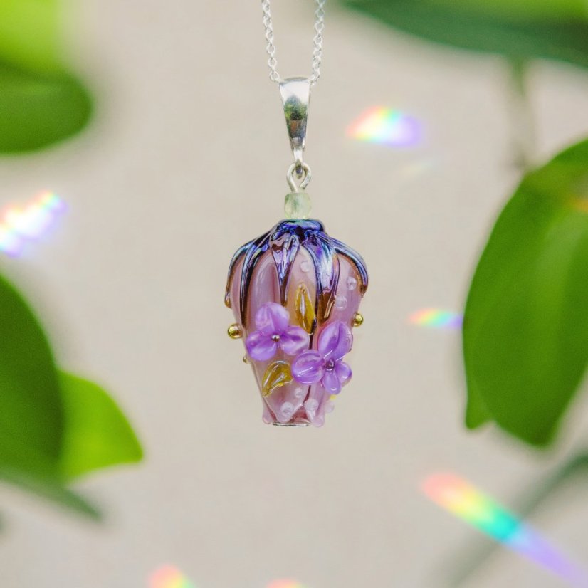 Glass Bud Necklace - Ag 925