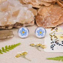 Peckové náušnice s pomněnkou