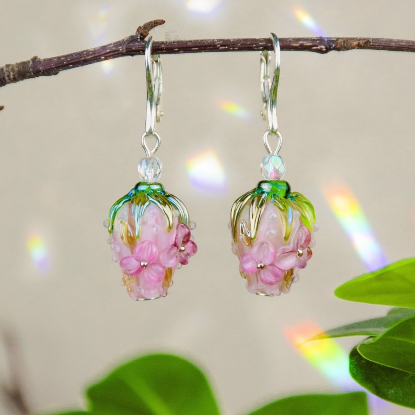 Náušnice se skleněnými poupátky - Ag 925 Náušnice se skleněnými poupátky - Ag 925