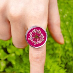 Adjustable Ring with Cow Parsley