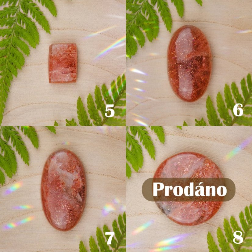 Sluneční kámen - kabošon - Kabošon: 7