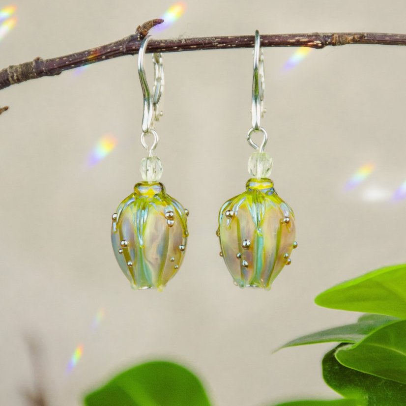 Náušnice se skleněnými poupátky - Ag 925 Náušnice se skleněnými poupátky - Ag 925