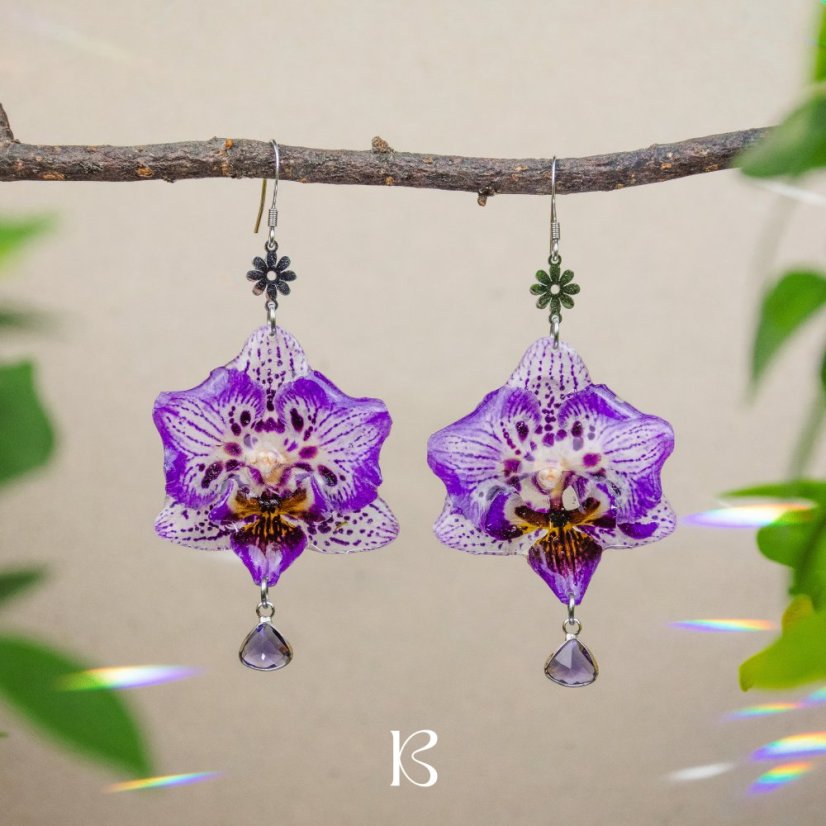 Náušnice s orchidejí - Varianta: B