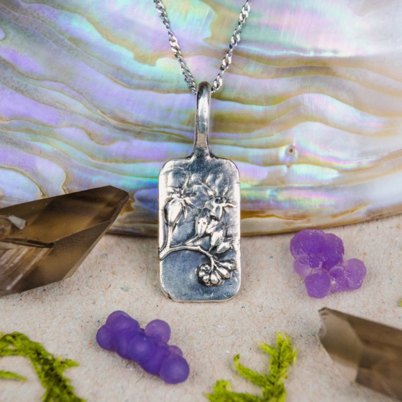 Nature’s Imprint Pendant with Forget-Me-Not - Ag 999