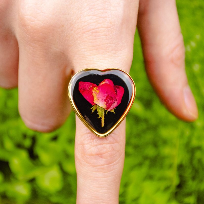 Adjustable Ring with Rose