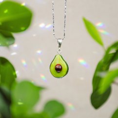 Glass Avocado Necklace - Ag 925
