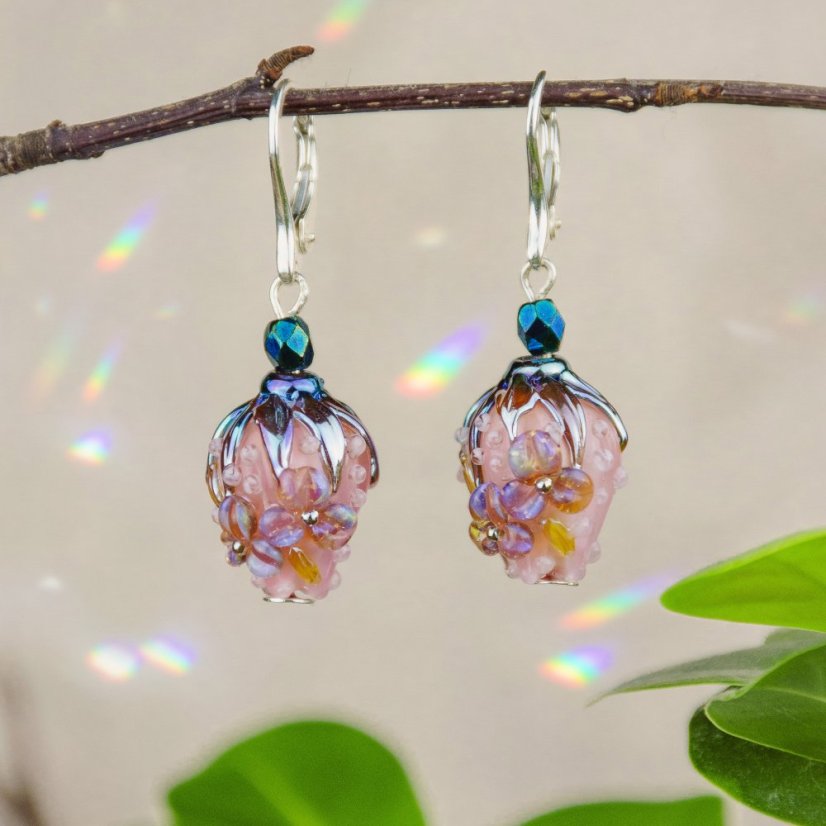 Náušnice se skleněnými poupátky - Ag 925 Náušnice se skleněnými poupátky - Ag 925