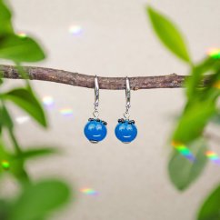 Glass Blueberry Earrings - Ag 925