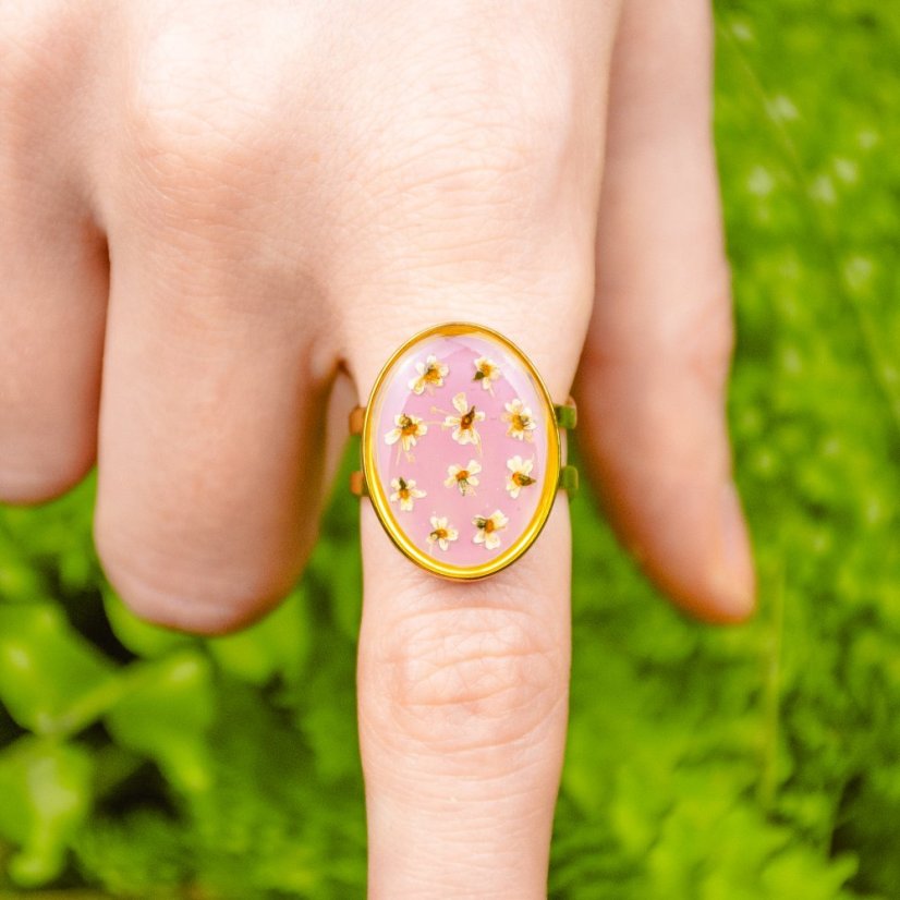 Adjustable Ring with Cow Parsley