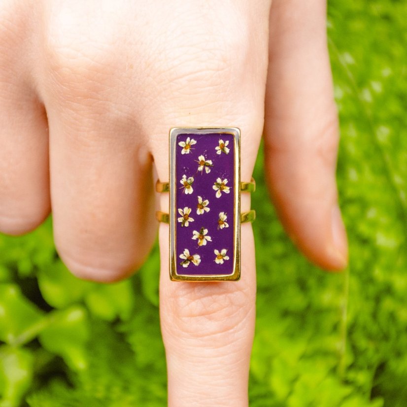 Adjustable Ring with Cow Parsley