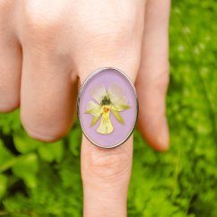 Adjustable Ring with Pansy